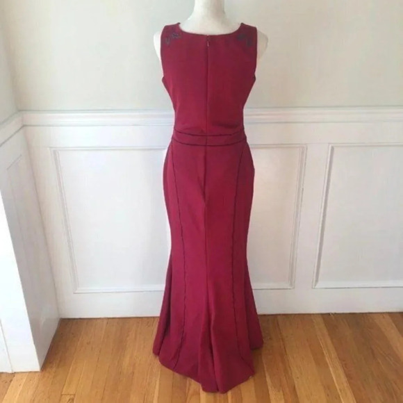 Marchesa Notte Burgundy Vine Gown Dress 6 - Picture 6 of 6